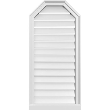 Ekena Millwork Octagonal Top Surface Mount PVC Gable Vent w/ 2"W x 2"P Brickmould Sill Frame, 20"W x 42"H GVPOT20X4203SF